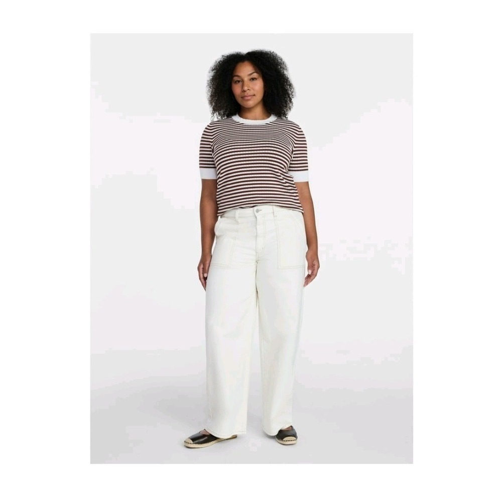 Wide Leg Utility Trousers Womens Size 18 Ivory High Rise New - Picture 10 of 11